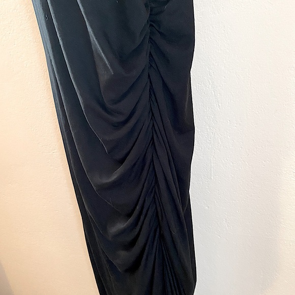 Lovers + Friends Kiki slinky Jersey Maxi Dress ruched black size small - Picture 9 of 11